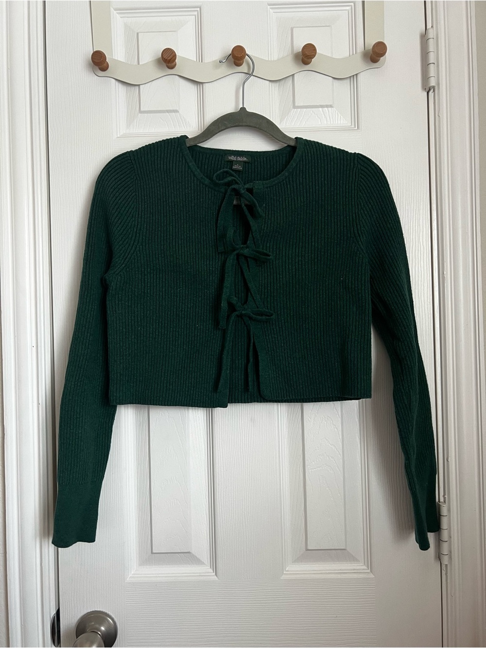 wild fable Forest Green Tie-Front Ribbed Cardigan